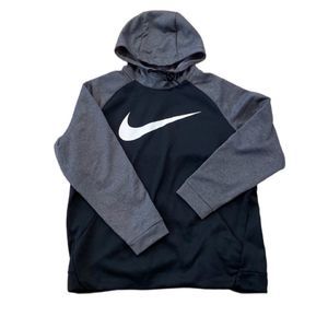 NIKE DRI-FIT Hoodie Black Grey Mens XXL